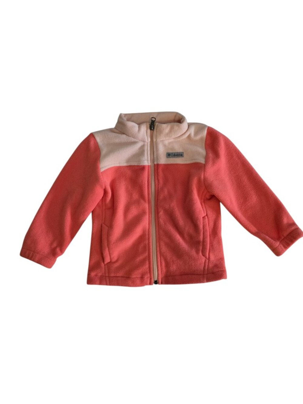 Columbia Girls 3T Pink Colorblock Fleece Jacket Full Zip Toddler Coat Soft Warm